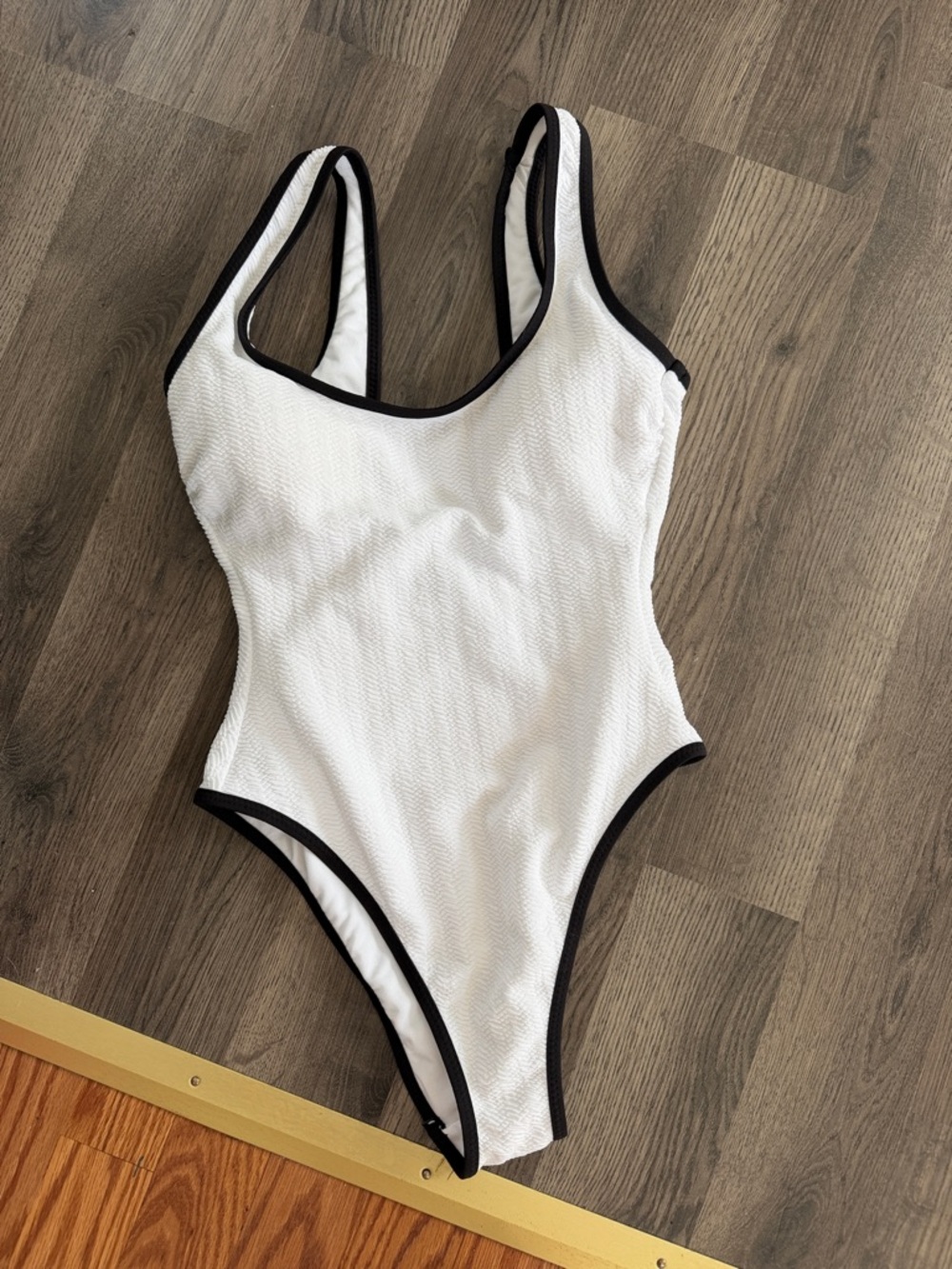 White and Black Trim Kids One-Piece Swimsuit